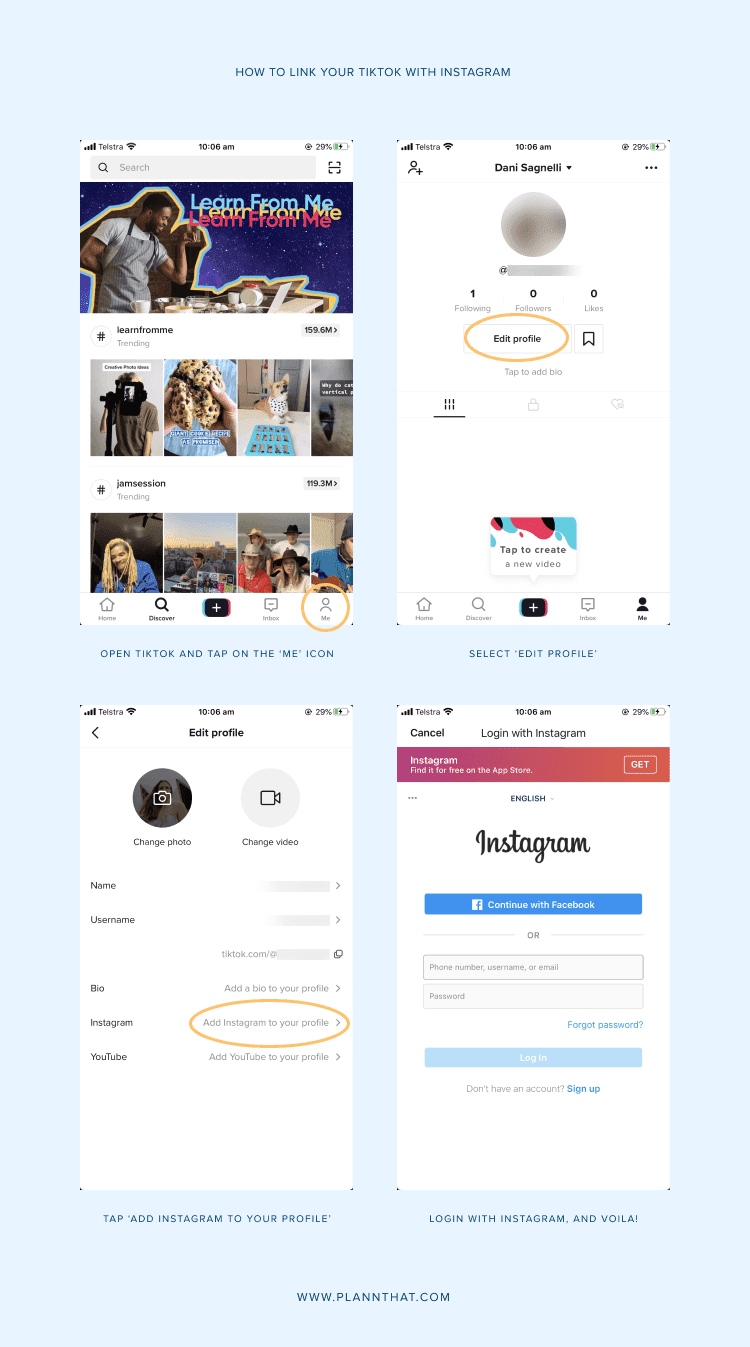 Link TikTok with Instagram